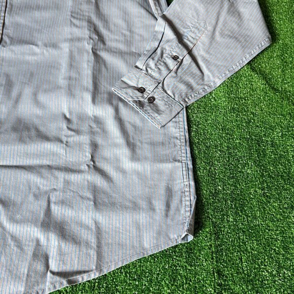 Fuse Roll-Up Sleeve Button Up Striped Gray Lightweight Casual Shirt Tall Size XL - Picture 3 of 12